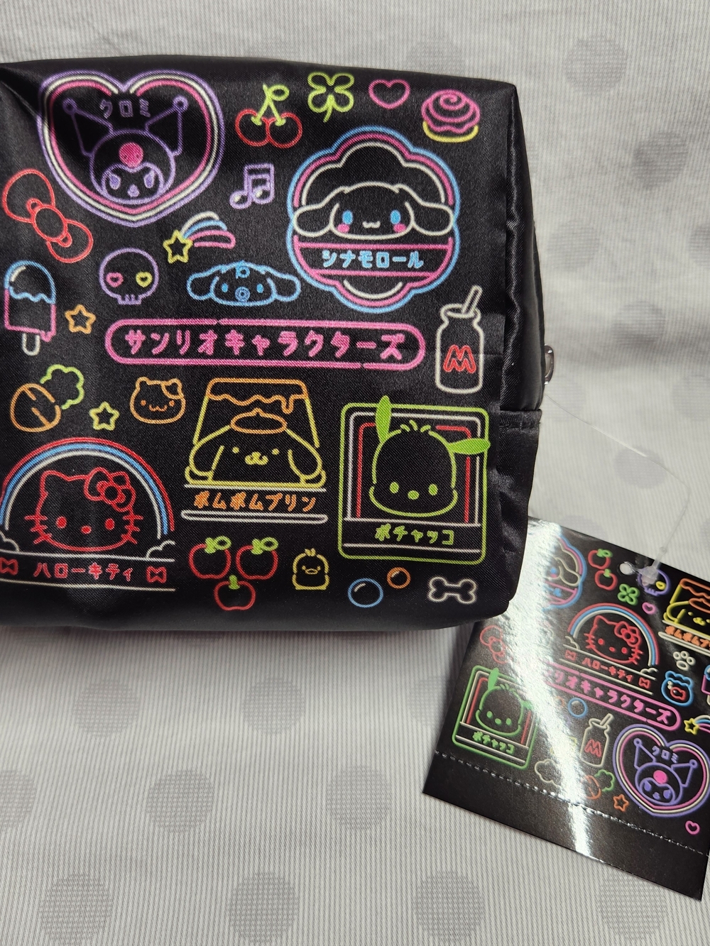 Sanrio Characters Vivid Neon Square Zipper Pouch NWT